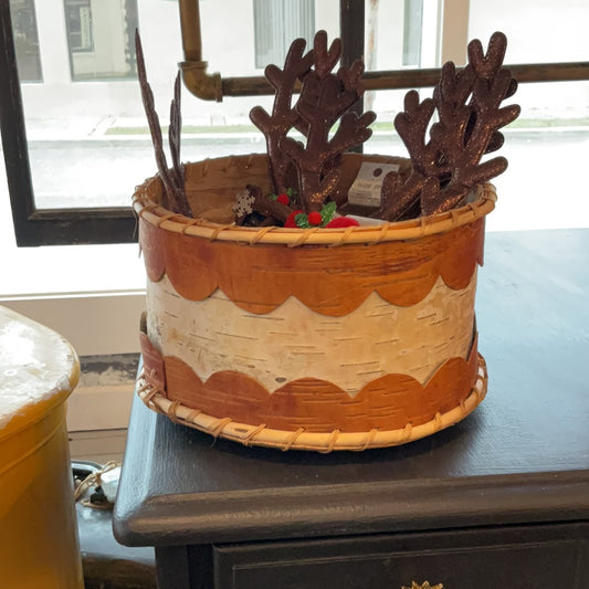 Handmade Vintage Woven Birch Basket