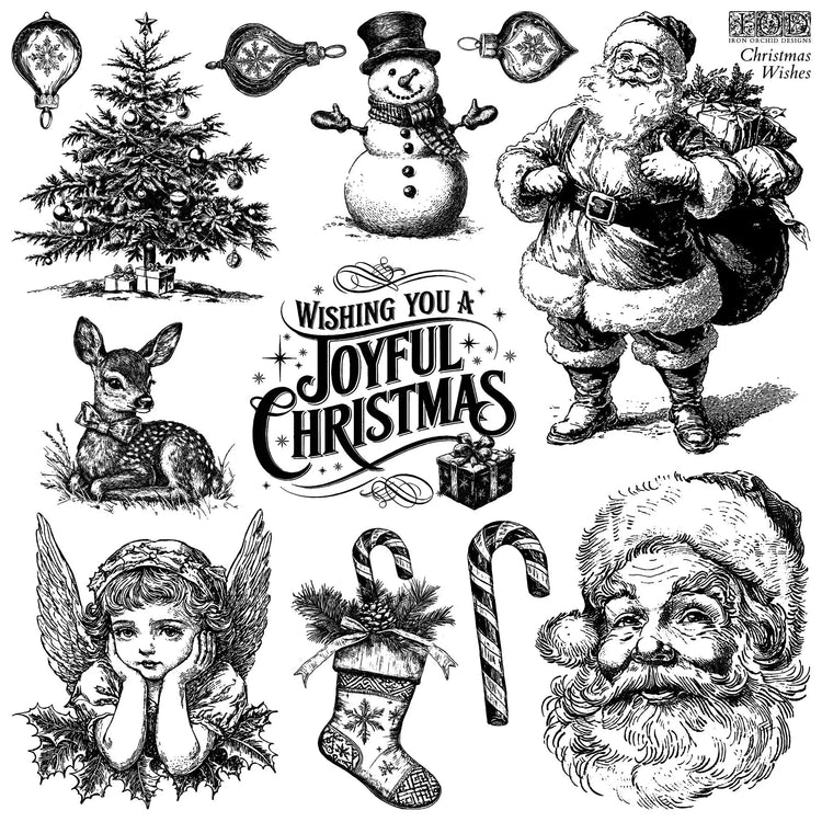 Christmas Wishes 12X12 IOD Stamp - The Mustard Seed Collection, The Seed
