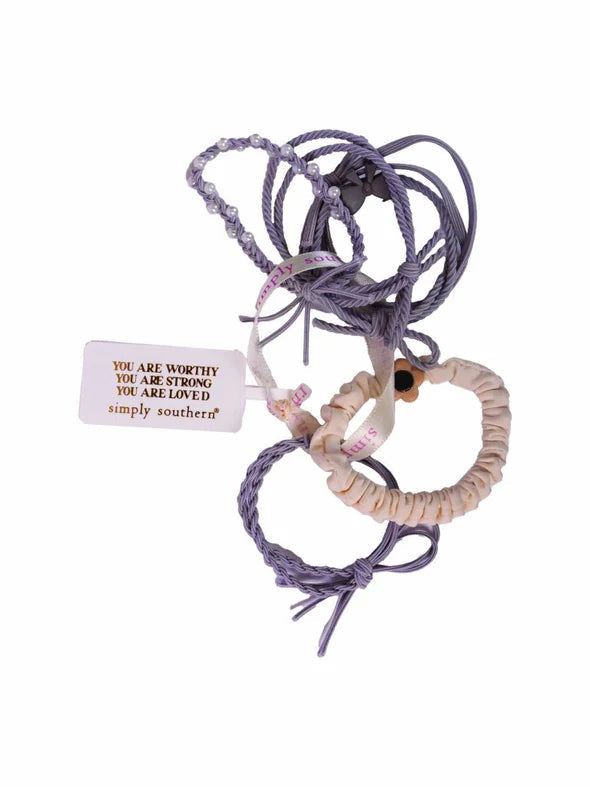 Hair Tie Phone Cord Set of 5 by Simply Southern Grey Pearl