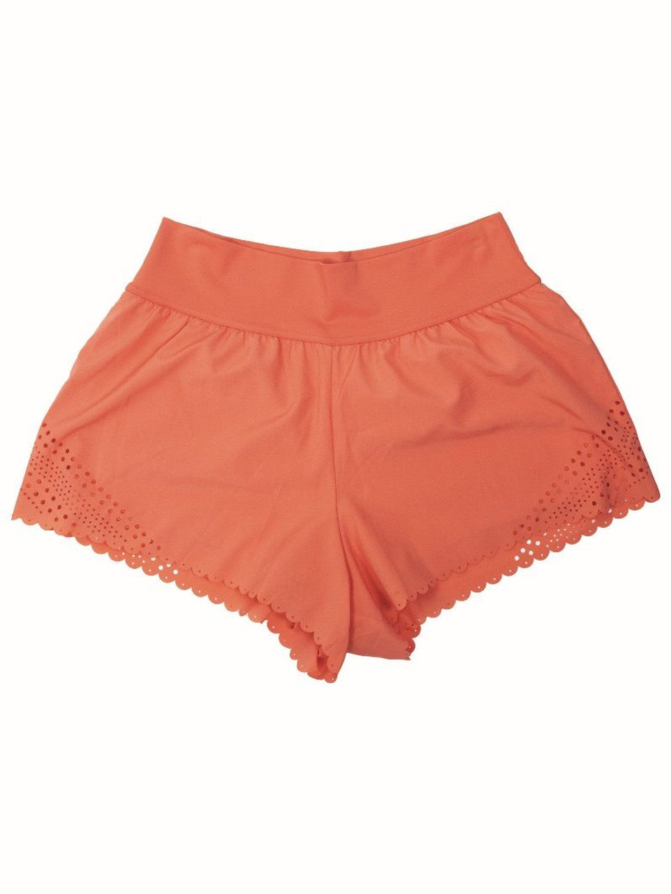 Super Comfy Soft Scalloped Shorts - Coral 2XL