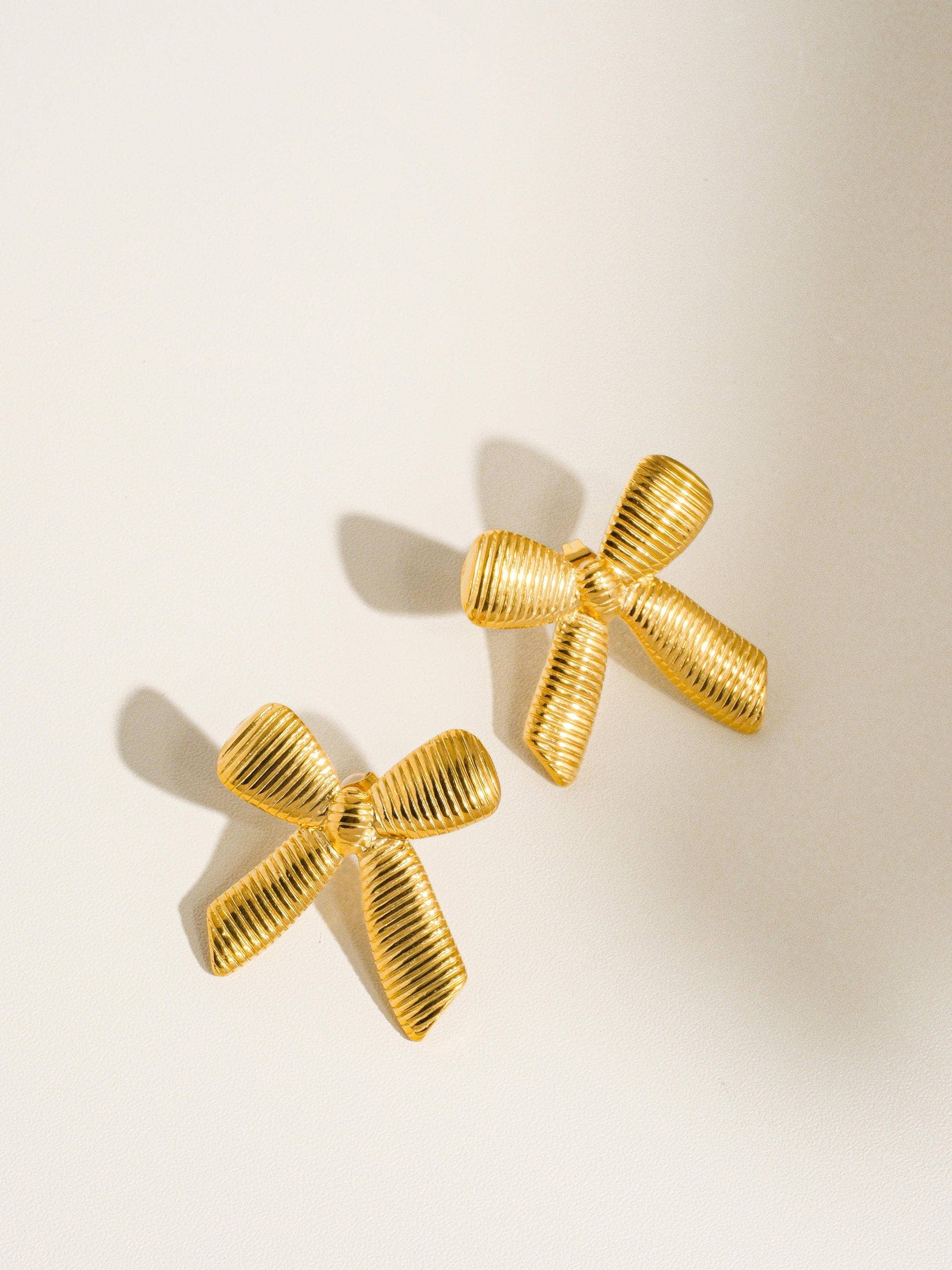 Lillian 18K Gold Non-Tarnish Bow Stud & Ring: Yellow Gold / Stud