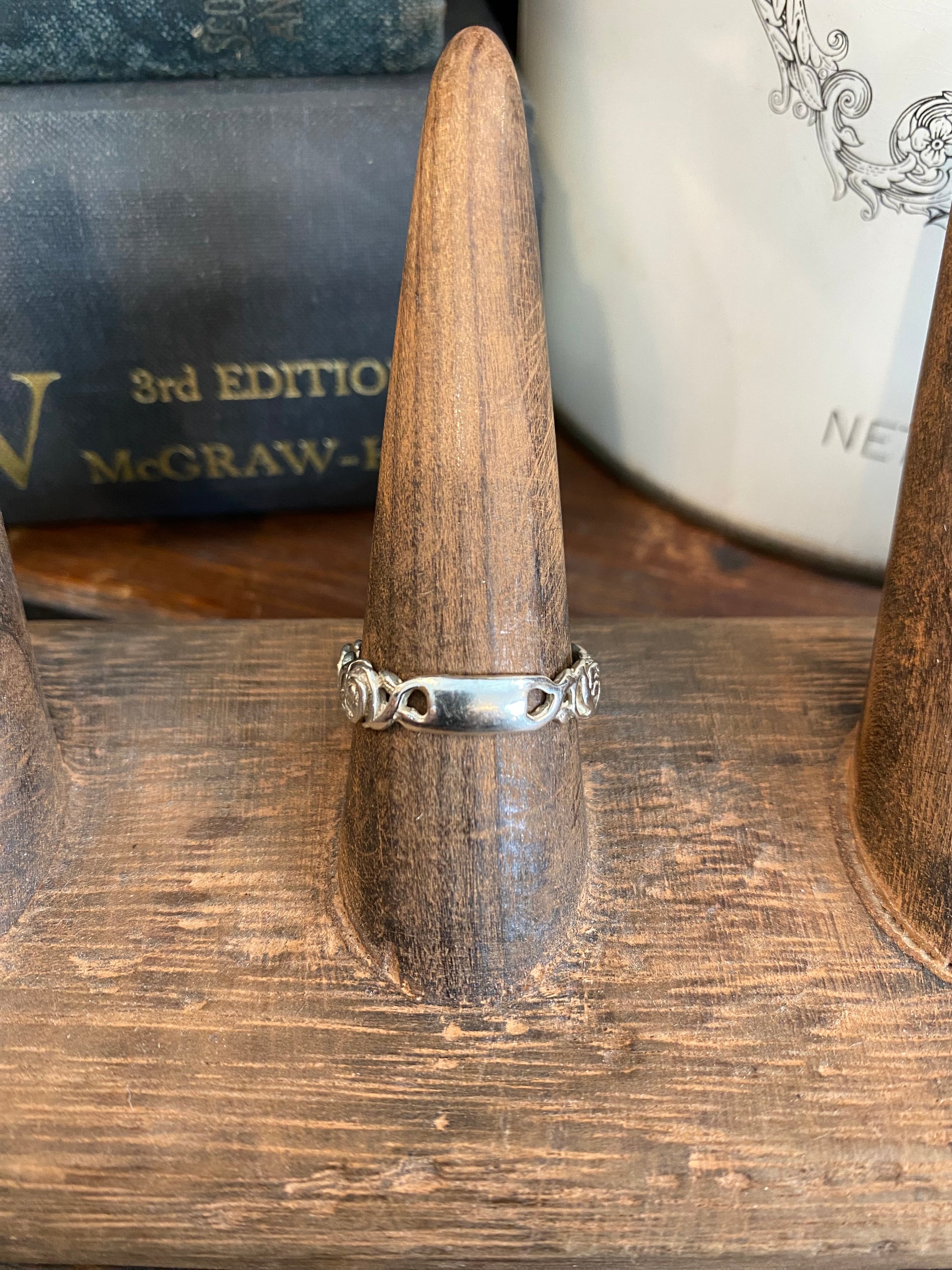 Vintage Sterling Rose Band Ring