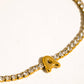 Chaplin 18K Gold Non-Tarnish Rhinestone Letter Bracelet: Yellow Gold / O