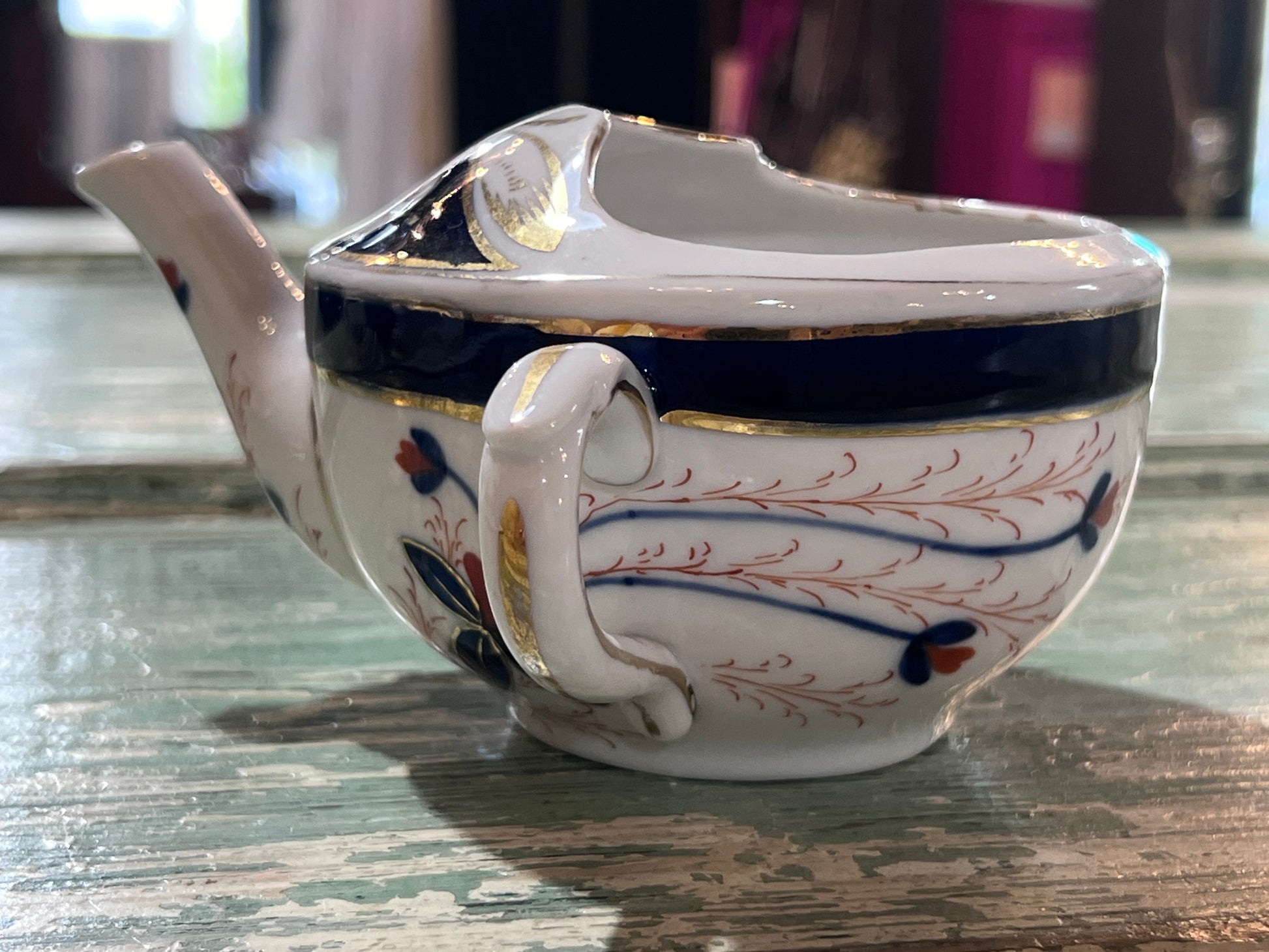 Antique Baby Invalid Feeder Cup Floral Porcelain