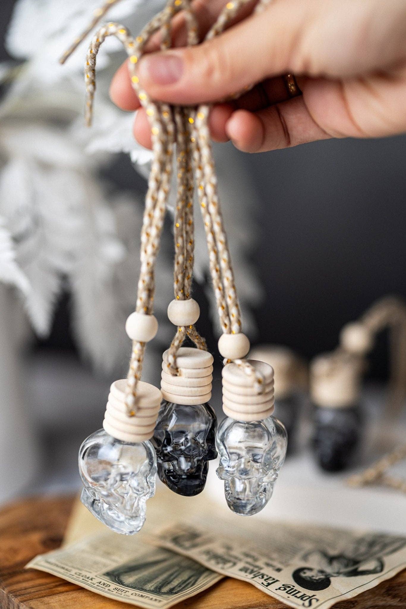 Luxury Skull Car Diffuser | Stylish Air Freshener | Spring & Summer Scent | Accessories for Her: Clear Skull / Cashmere Musk