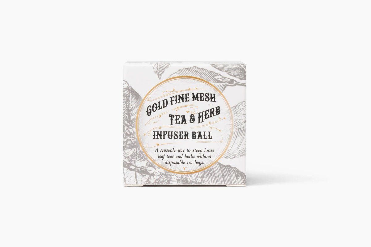 Gold Fine Mesh Tea & Herb Infuser Ball with chain Roots And Leaves