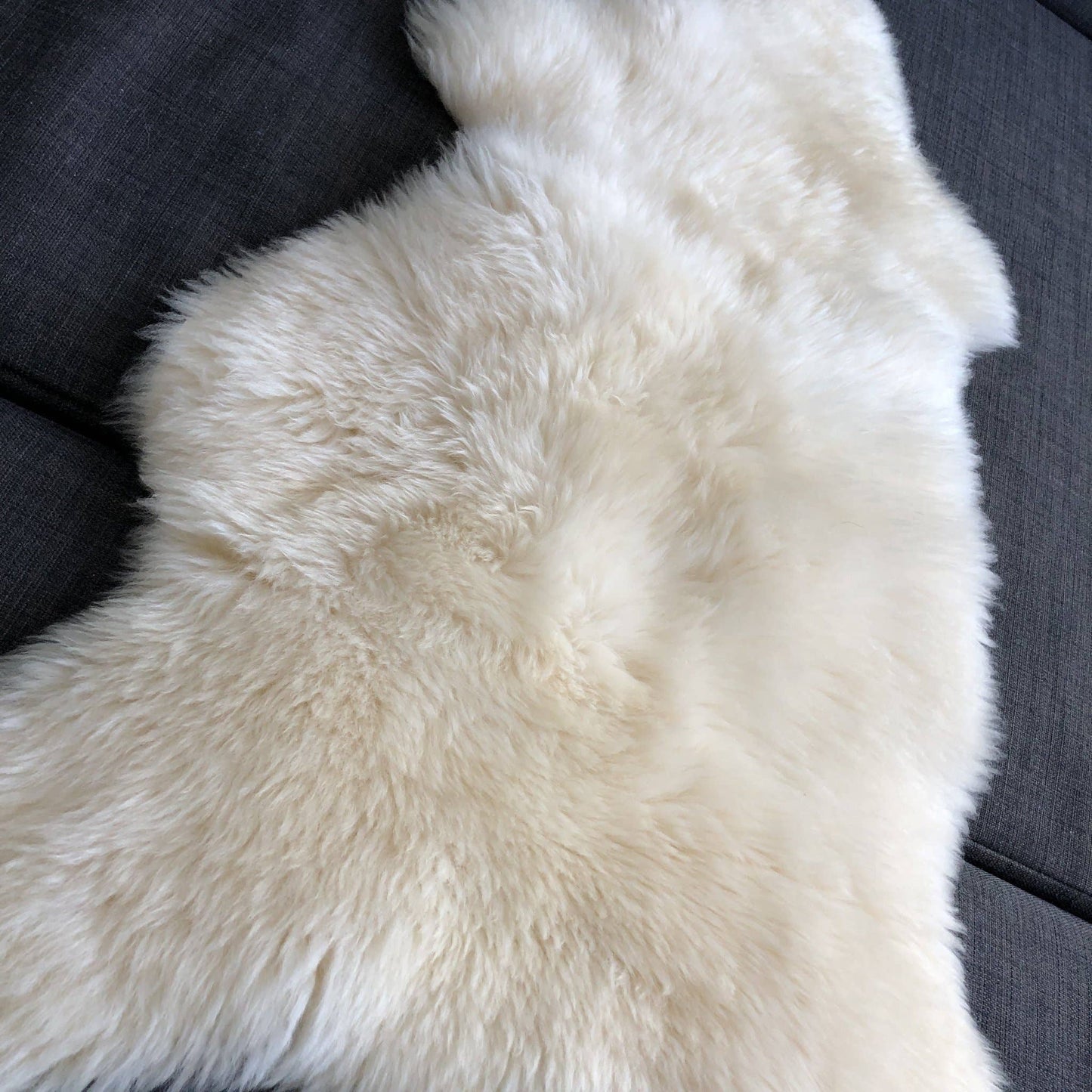 British Sheepskin Rug Ivory White Long Fur - Small