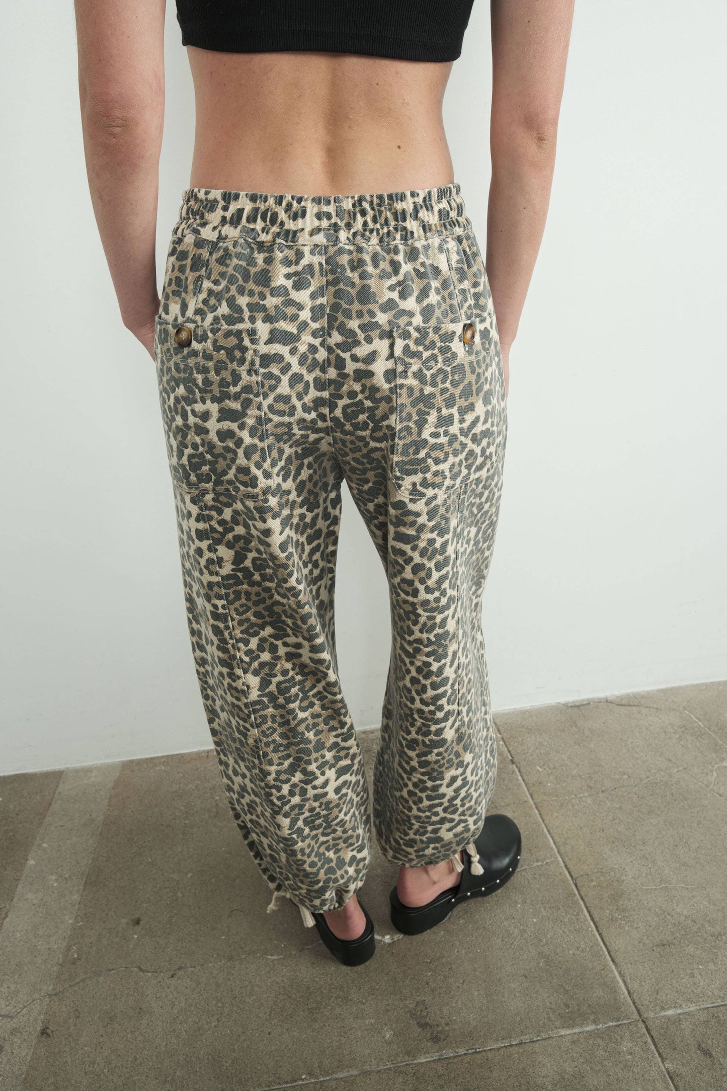 Leopard Print Relaxed Fit Pull-On Pants