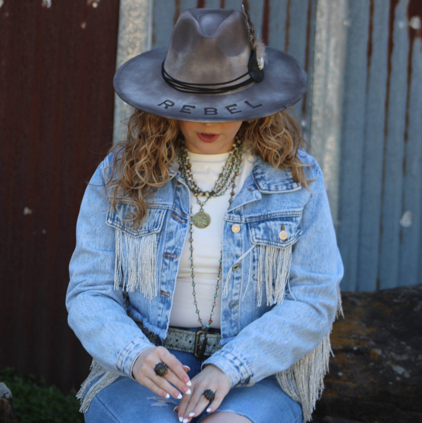 Amazonite Beaded Necklace w/ Antique Gold Feather