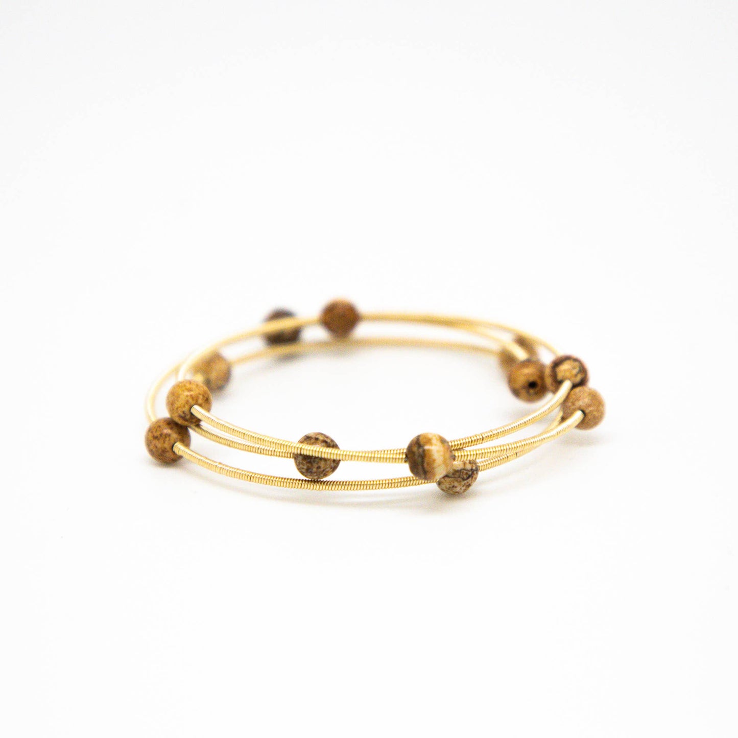 Bracelet Gold Wire Wrap w/ 6 mm Picture Jasper Bead