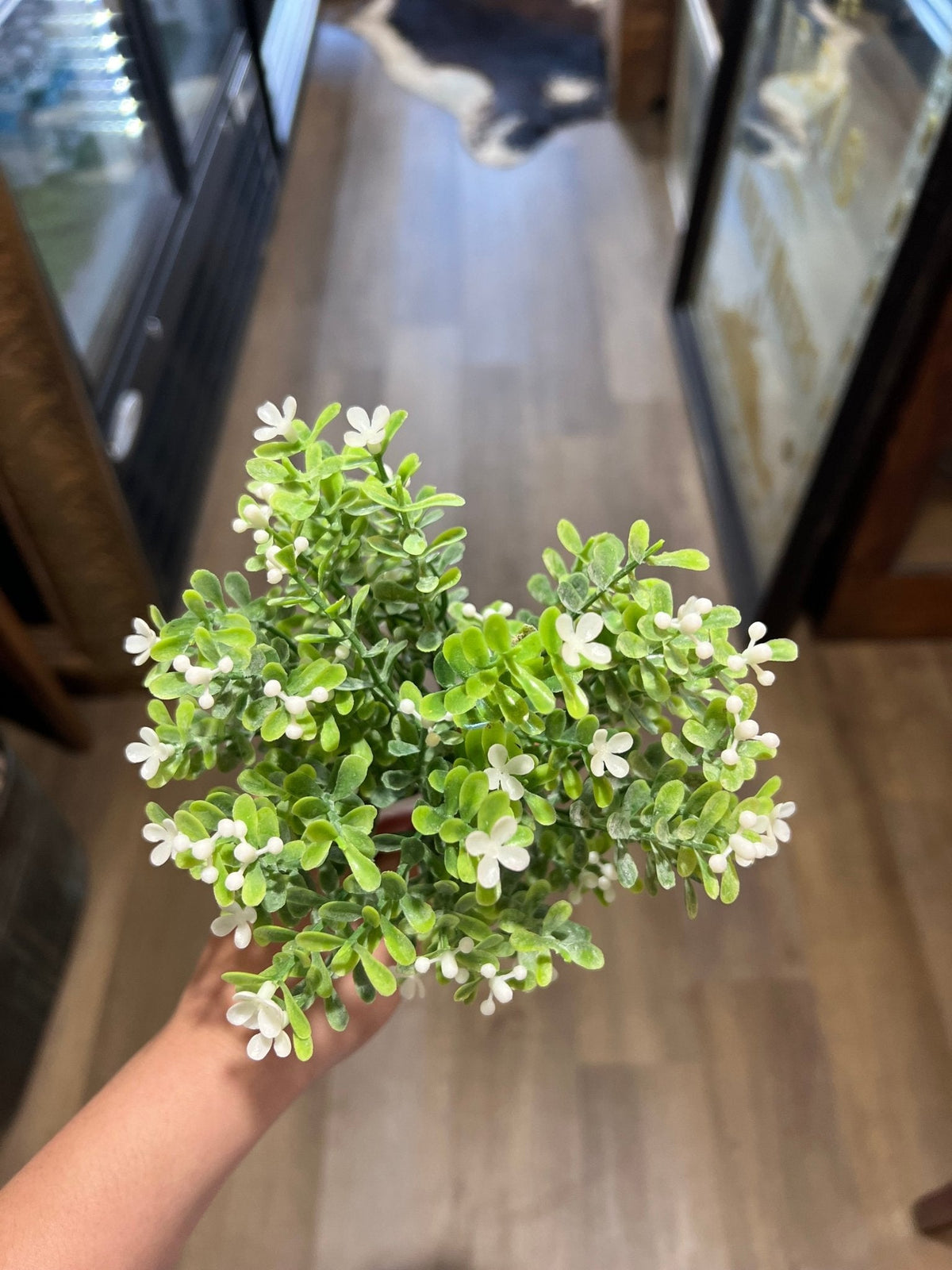 10" White & Green Leaf Floral Sprig - The Mustard Seed Collection, The Seed