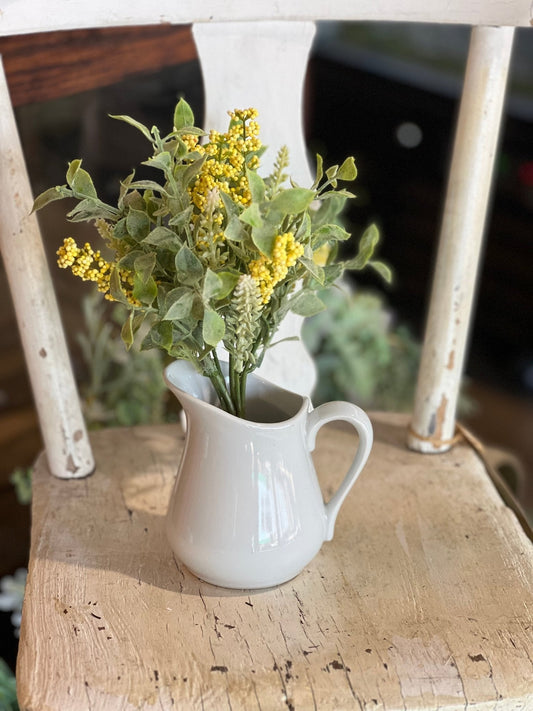 10" Yellow & Green Leaf Floral Sprig - The Mustard Seed Collection, The Seed