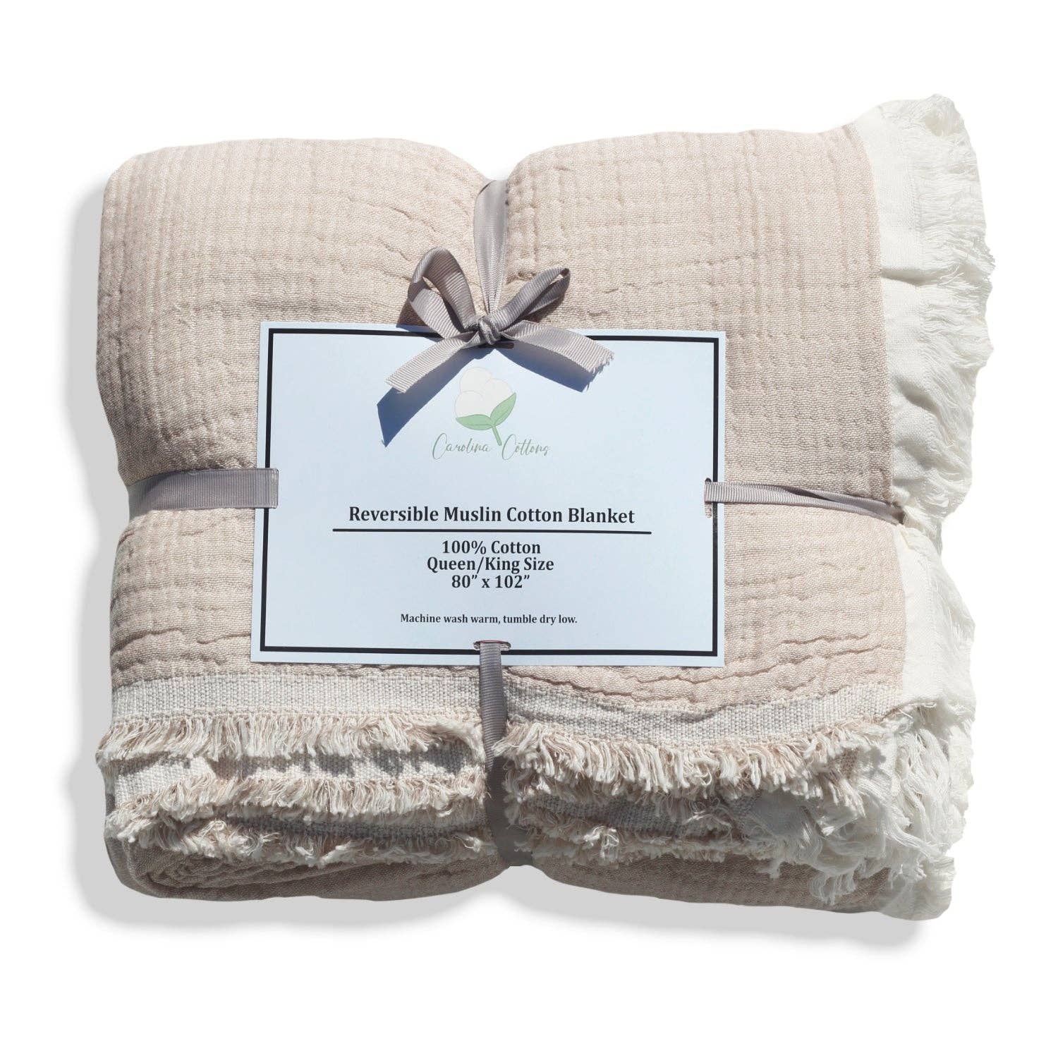 100% Cotton Reversible Muslin Coverlet 80" x 102": Coffee/Ivory