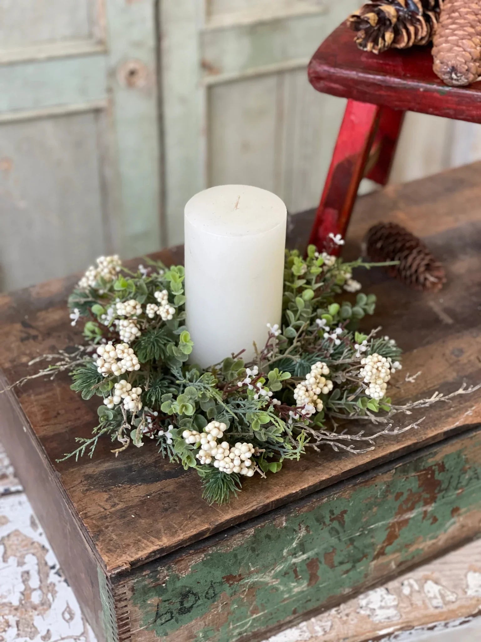 11" Briar Berry Fir Candle Ring - The Mustard Seed Collection, The Seed