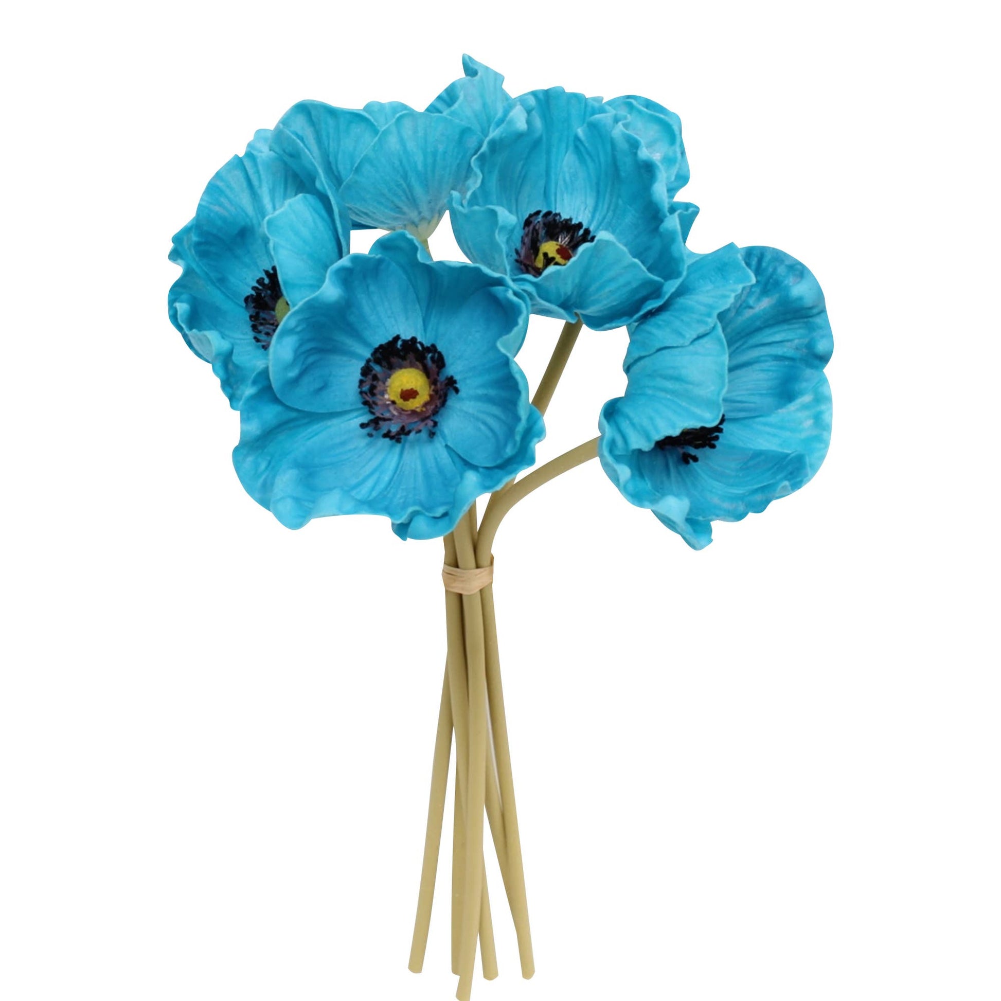 11" Real Touch Poppy-6 stems per bundle: Blush and Beauty Pink