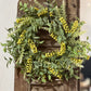11" Yellow & Green Leaf Wreath / Candle Ring - The Mustard Seed Collection, The Seed