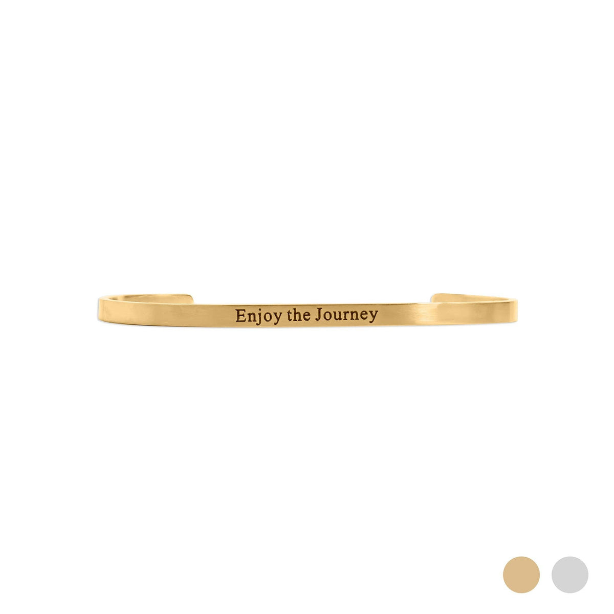 18K Gold PVD Enjoy the Journey Engraved Bangle Bracelet: Gold WJW