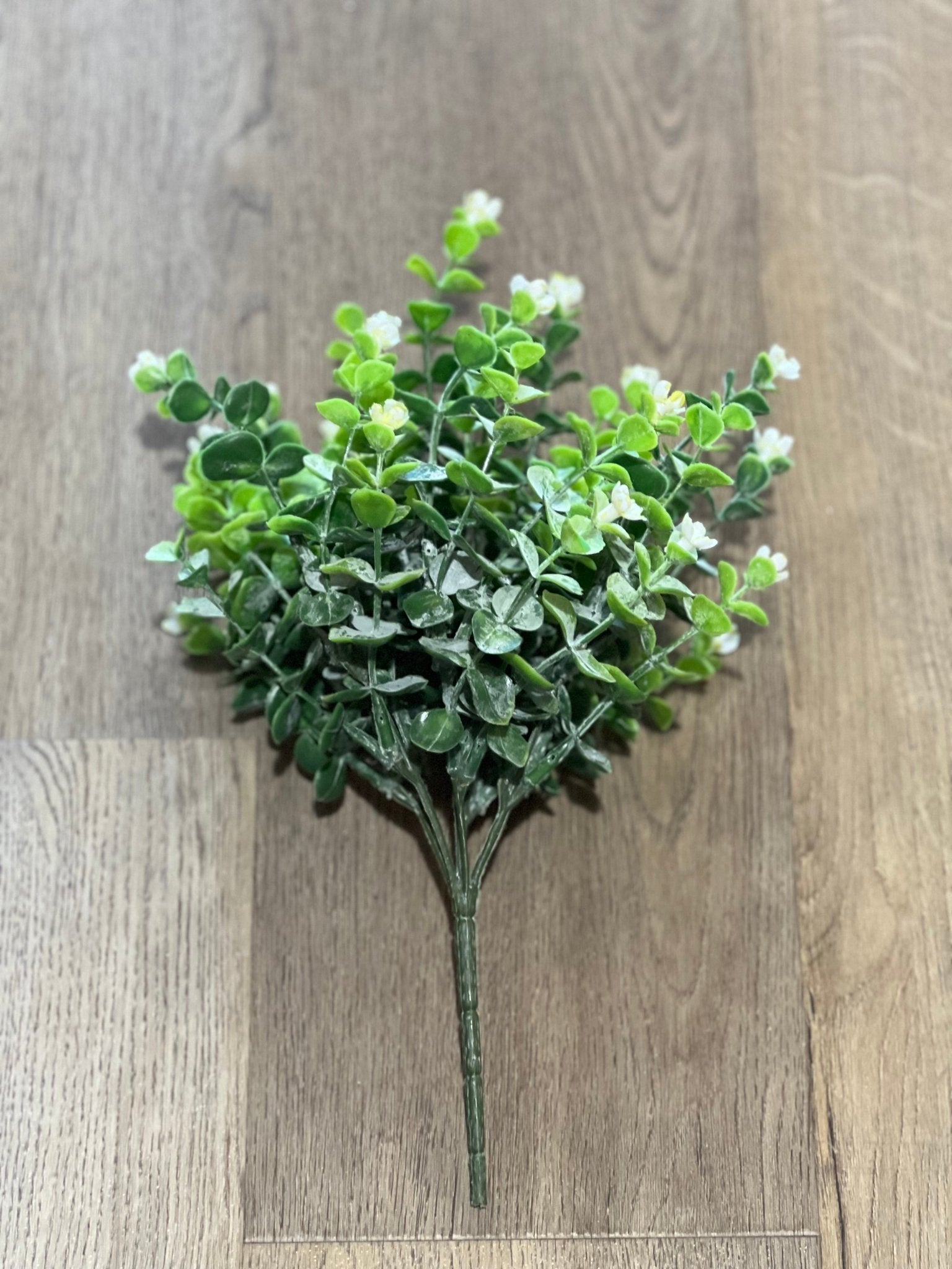 12" White & Green Leaf Floral Sprig - The Mustard Seed Collection, The Seed