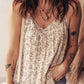 Spring 2026 Boho Floral Spaghetti Straps Tank Top: Apricot / S