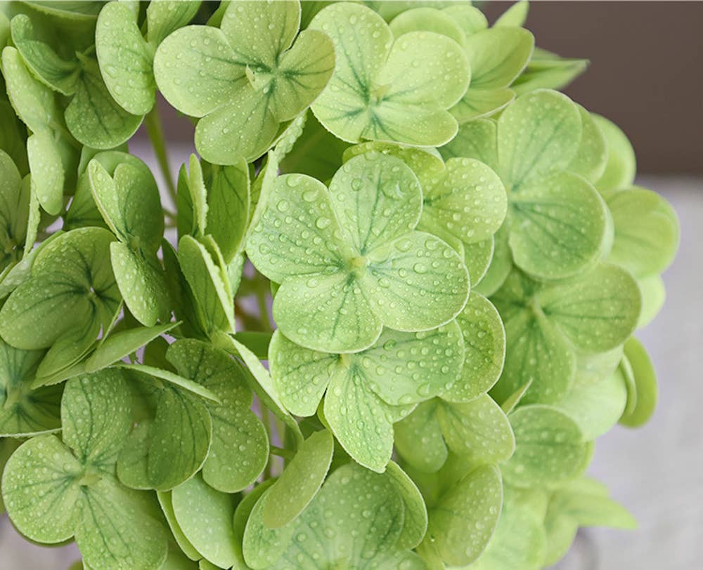 12.5"Real Touch lifelike Hydrangea-6”bloom: Fresh Dark Green - The Mustard Seed Collection, The Seed