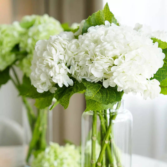 12.5"Real Touch lifelike Hydrangea-6”bloom: Soft Ivory - The Mustard Seed Collection, The Seed
