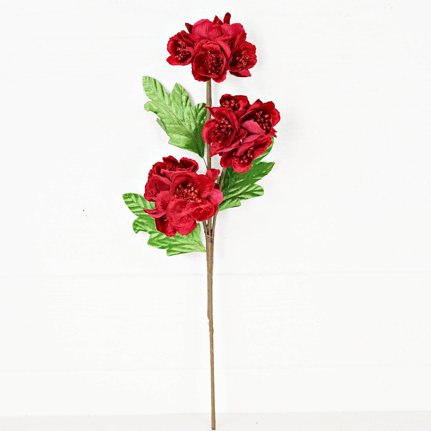 23in Velvet Cluster Hydrangea Spray-RED