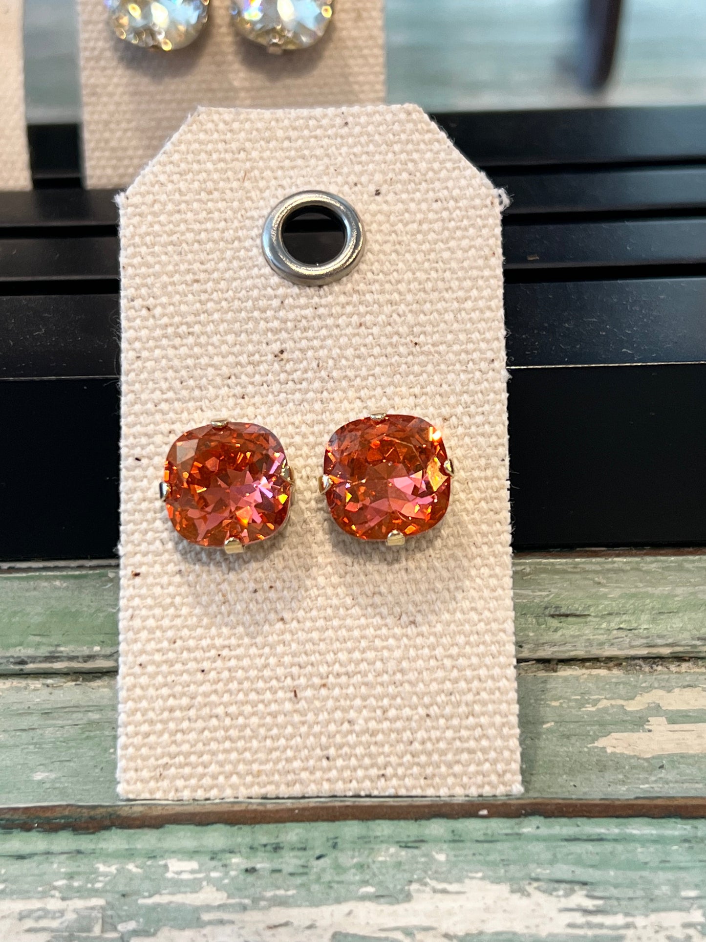 12mm Cushion Cut Austrian Crystal Amber