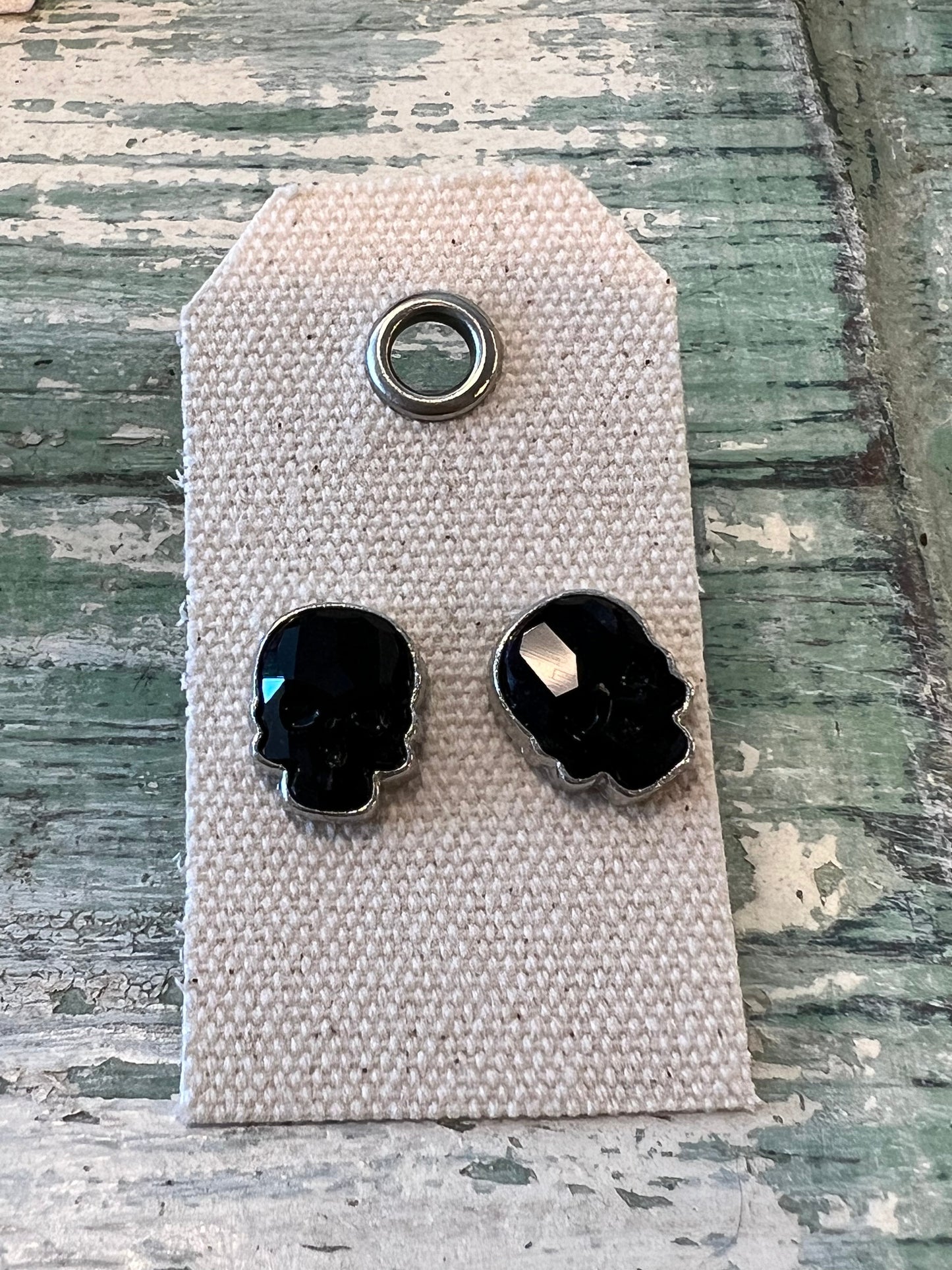 12mm Cushion Cut Austrian Crystal Black Skull