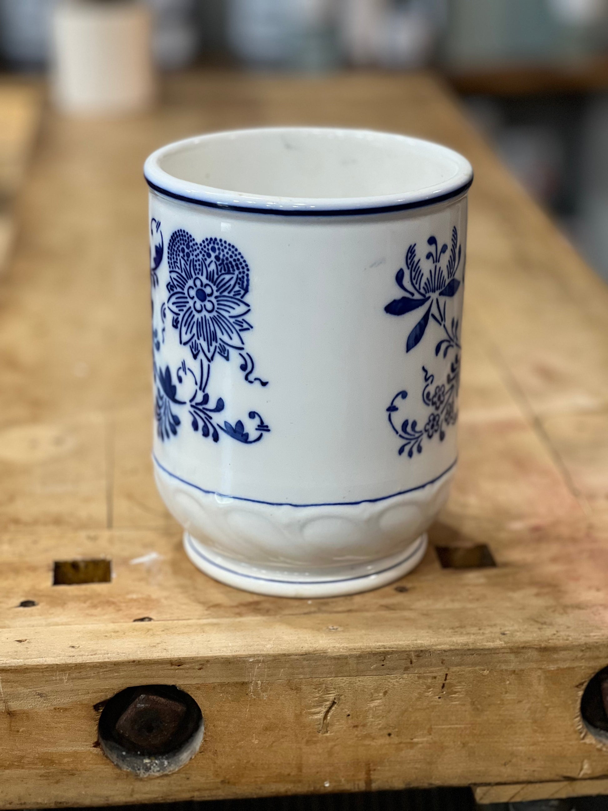 Vintage German Blue and White Ceramic Sugar Canister Orlando Estate Auction