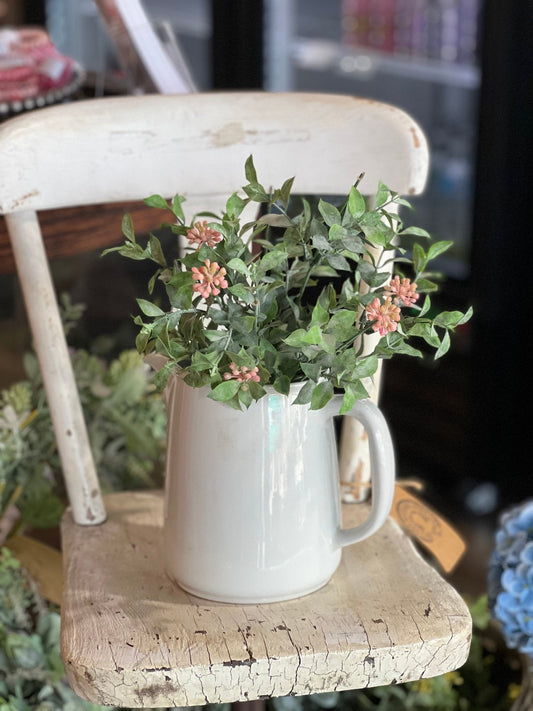 14" Pink & Green Floral Sprig - The Mustard Seed Collection, The Seed