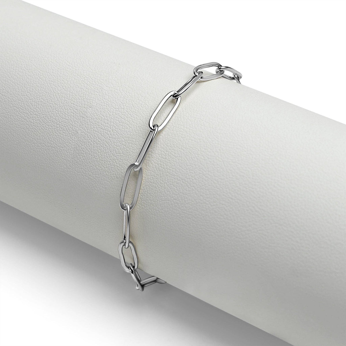 Stainless Steel Paperclip with Charm Keeper Chain Bracelet: Gold / 6.5" WJW