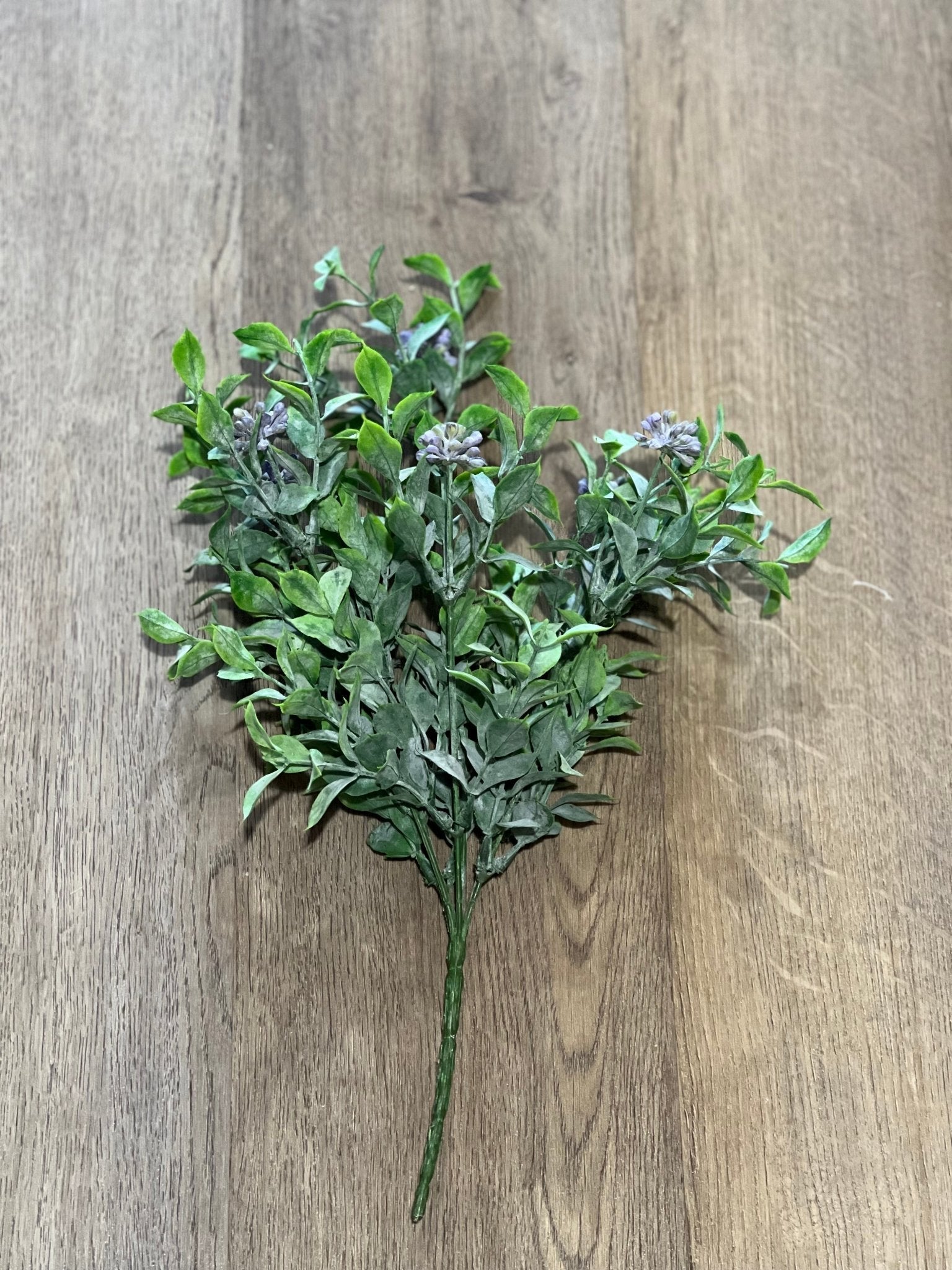15" Purple & Green Leaf Sprig - The Mustard Seed Collection, The Seed