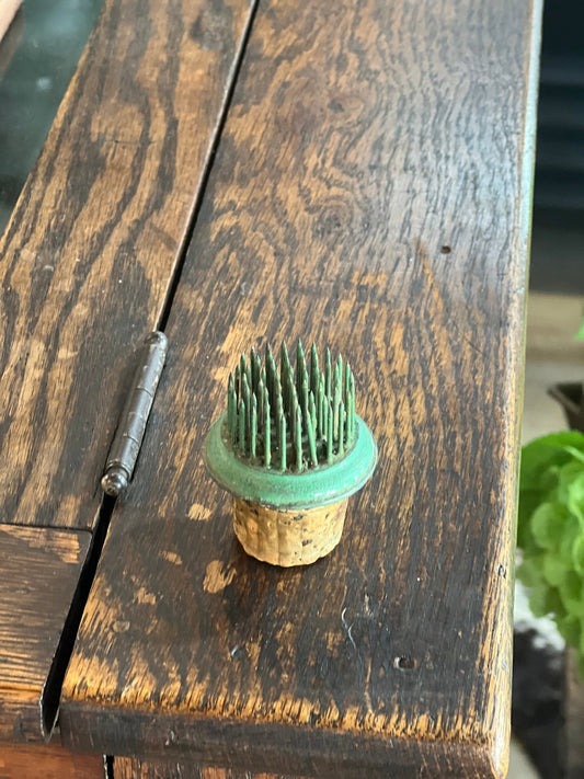 1.5" Round Metal Flower Frog on Cork 