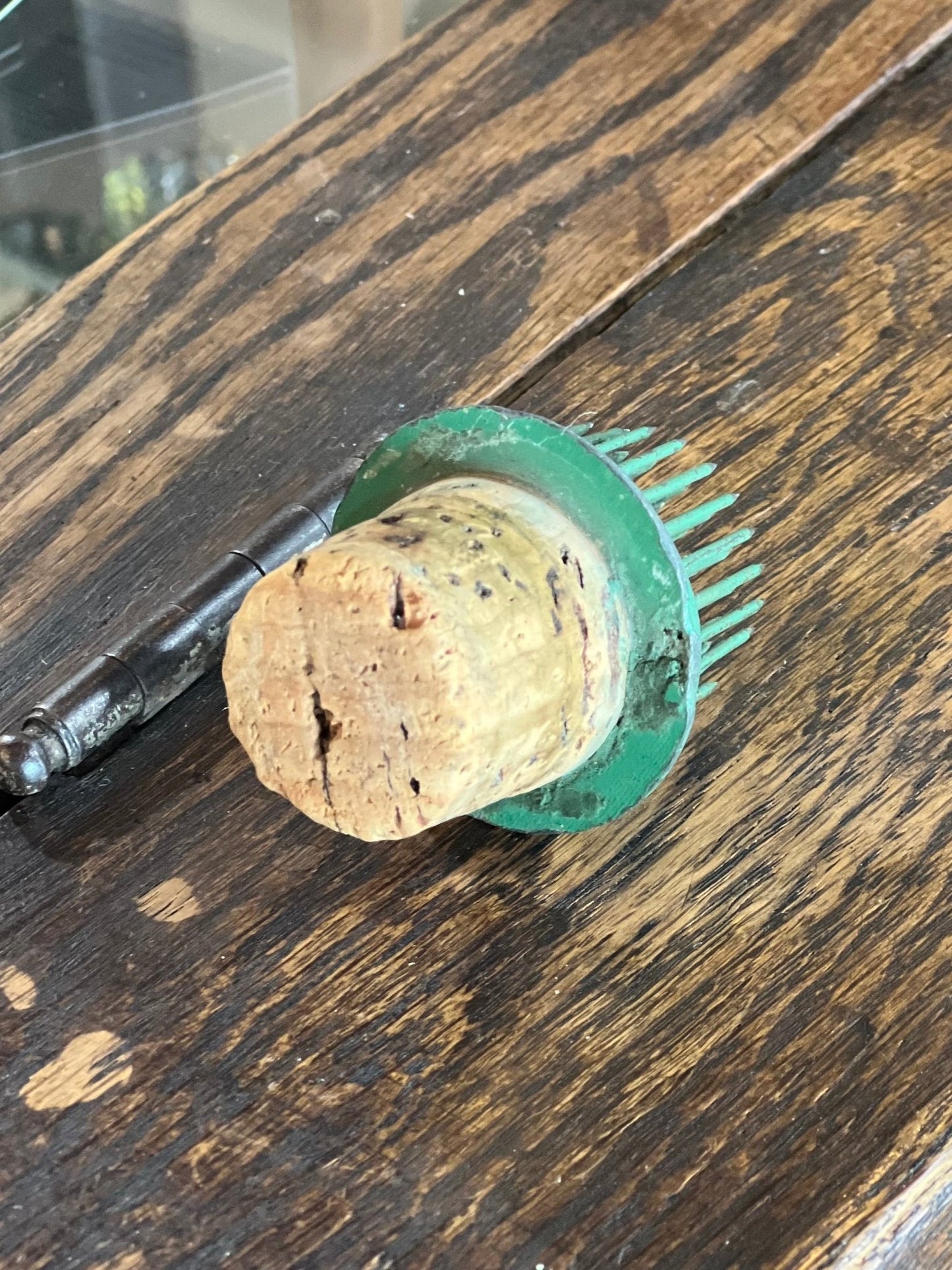 1.5" Round Metal Flower Frog on Cork 