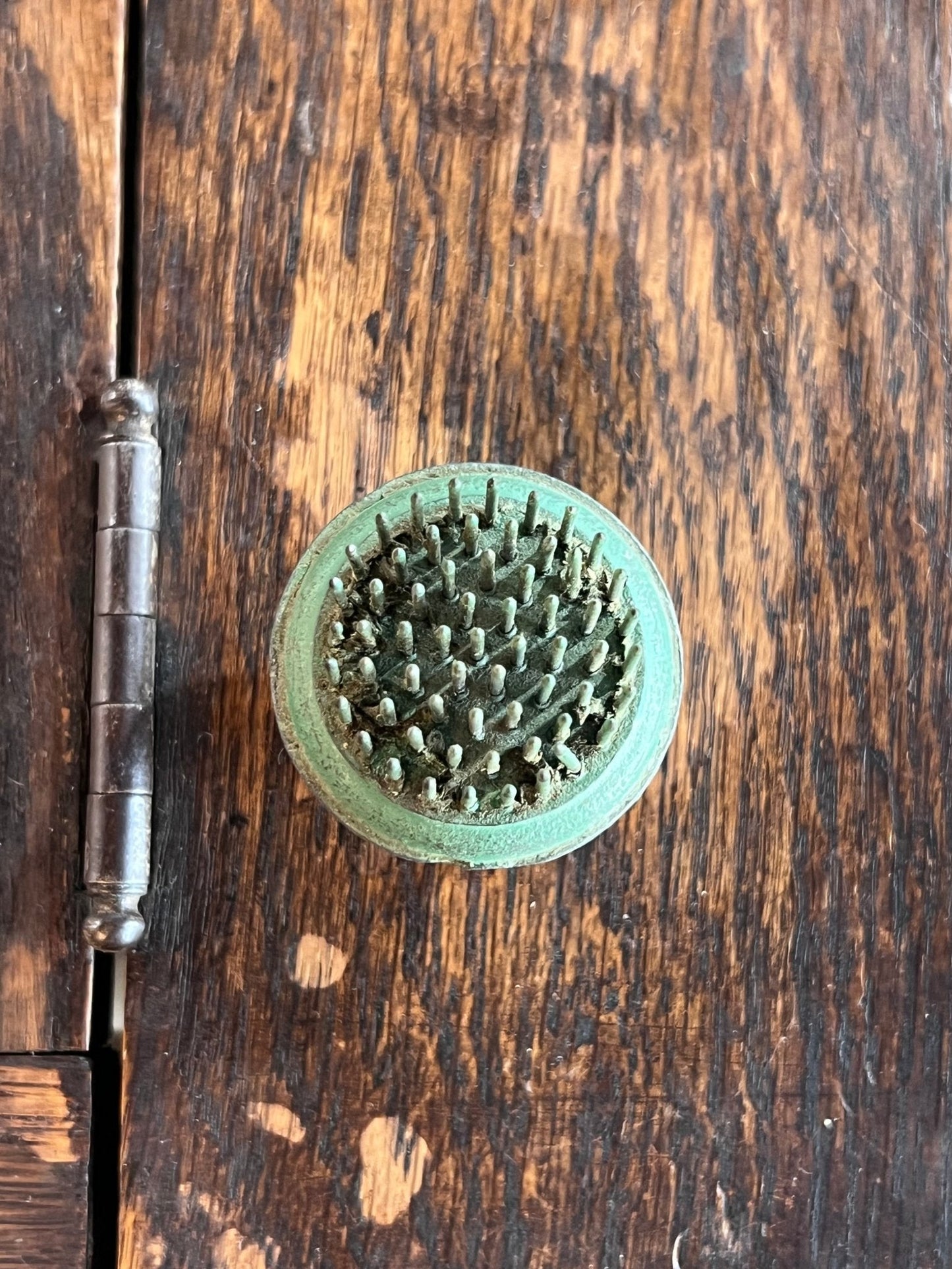1.5" Round Metal Flower Frog on Cork 