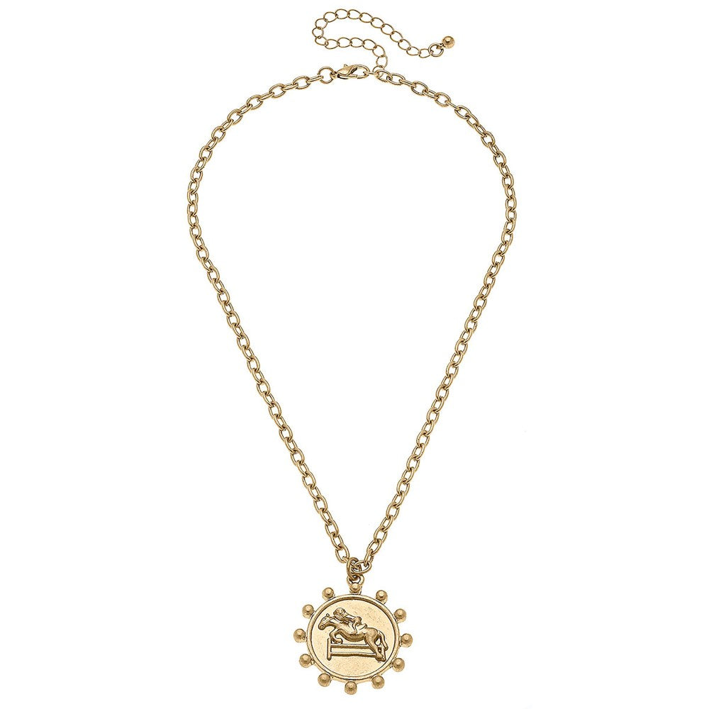Chain Link Necklace Featuring Jockey Pendant