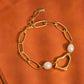 Katia 18K Non-Tarnish Classic Pearl Chain Bracelet: Yellow Gold