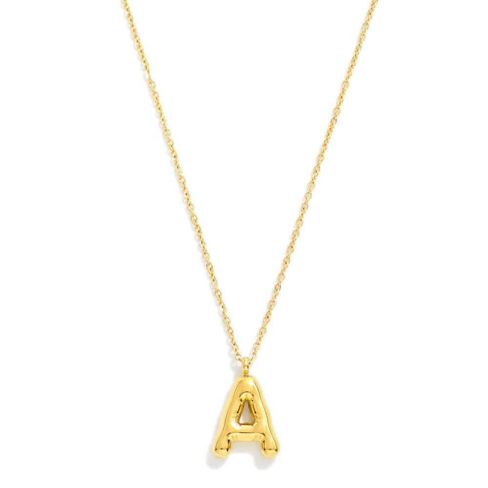 Dainty Stainless Steel Chain Link Necklace Featuring Bubble Balloon Initial Pendant