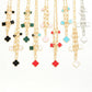 Gold Dipped Paper Clip Chain Link Necklace With Twisted Metal Link Details &amp; Clover Charms