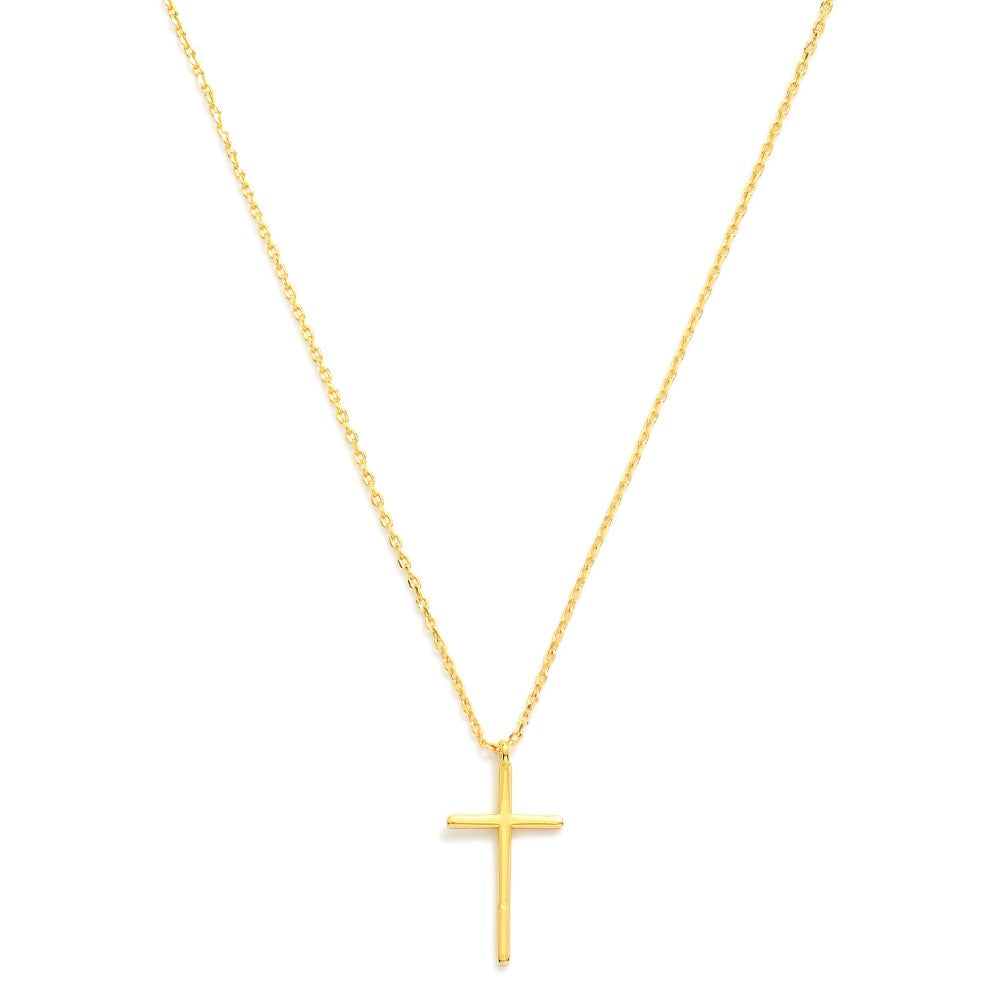 Dainty Gold Dipped Chain Link Necklace Featuring Cross Pendant Gold