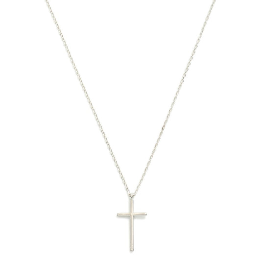 Dainty Gold Dipped Chain Link Necklace Featuring Cross Pendant Silver