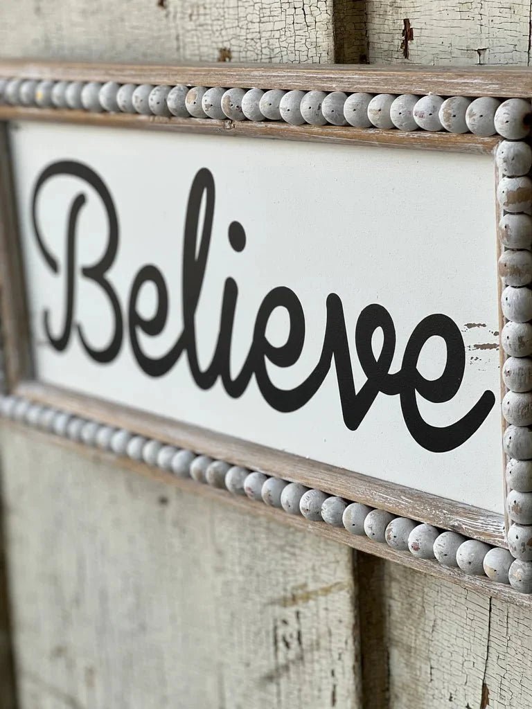 15.75" Beaded Believe Sign - The Mustard Seed Collection, The Seed