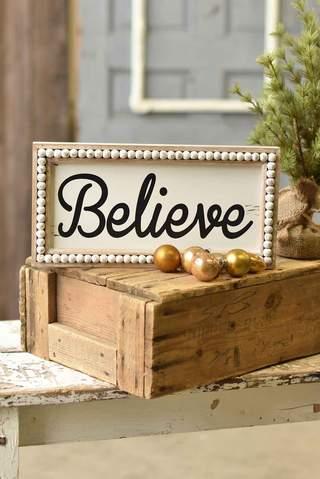 15.75" Beaded Believe Sign - The Mustard Seed Collection, The Seed