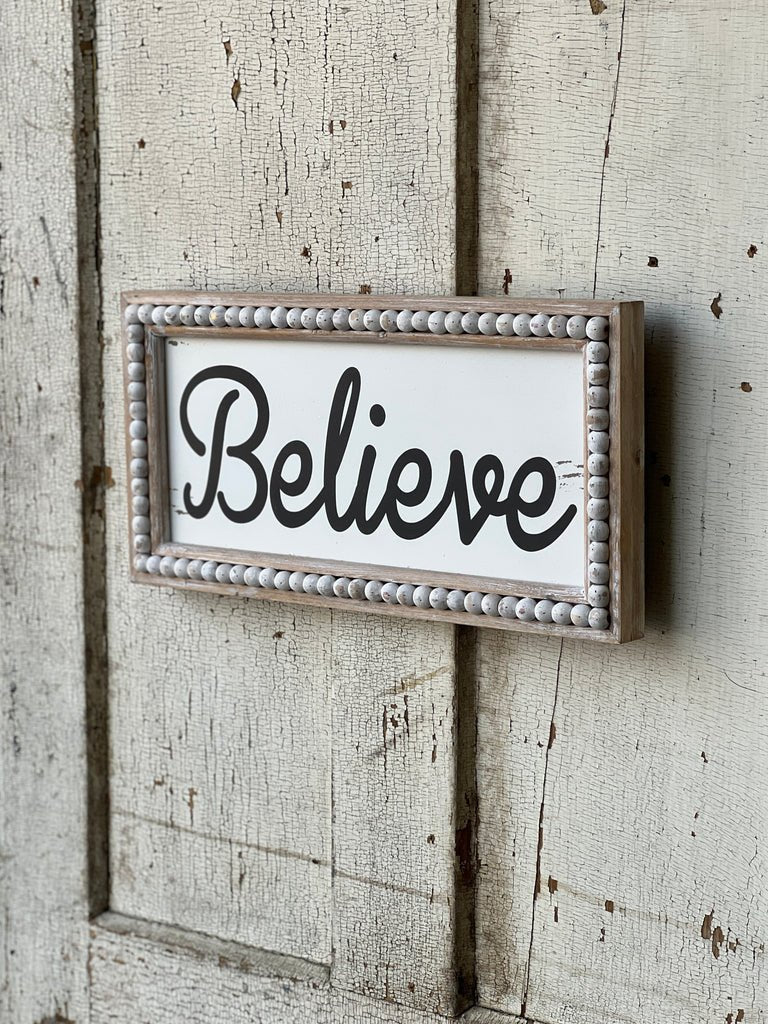 15.75" Beaded Believe Sign - The Mustard Seed Collection, The Seed