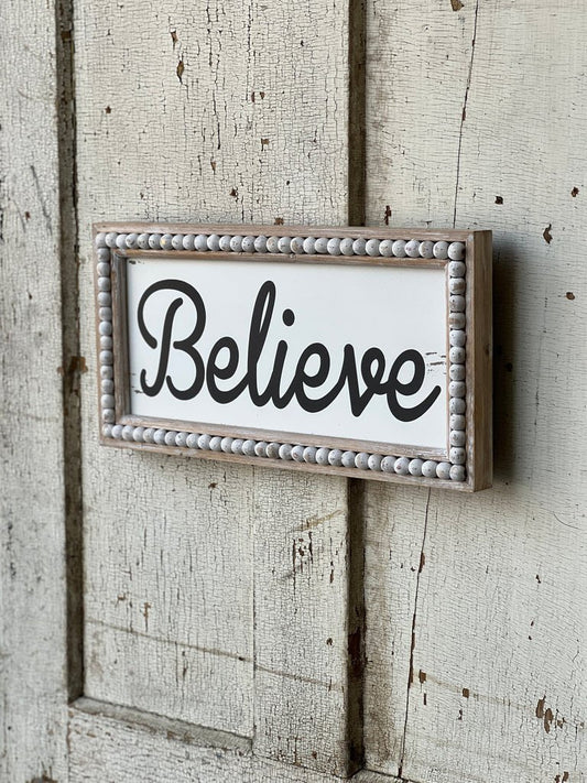 15.75" Beaded Believe Sign - The Mustard Seed Collection, The Seed