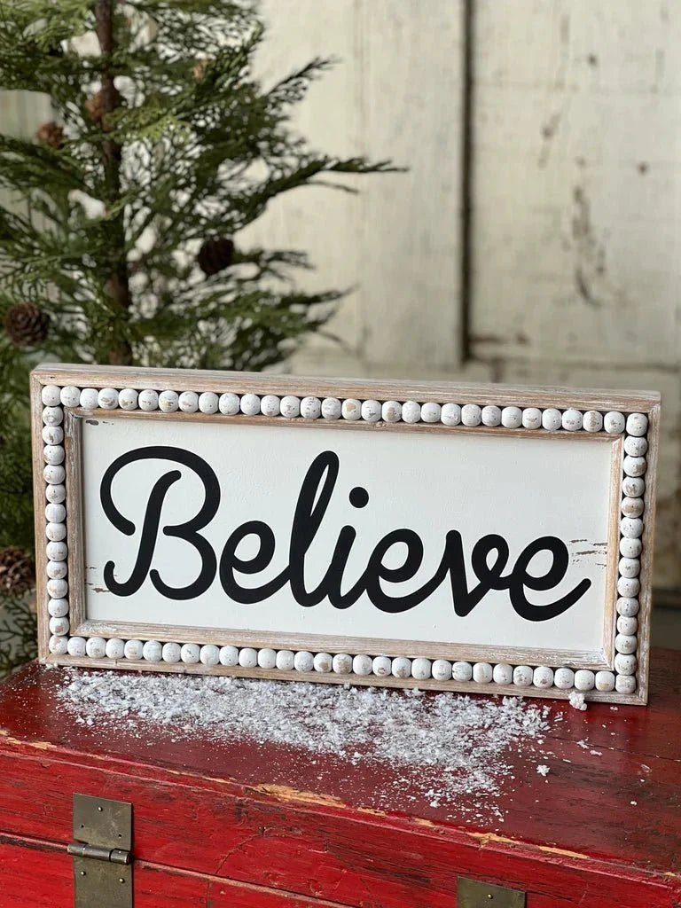 15.75" Beaded Believe Sign - The Mustard Seed Collection, The Seed
