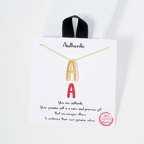 Dainty Chain Link Necklace Featuring Metal Tone Bubble Initial Pendant A