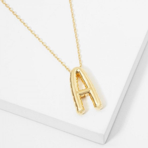 Dainty Chain Link Necklace Featuring Metal Tone Bubble Initial Pendant