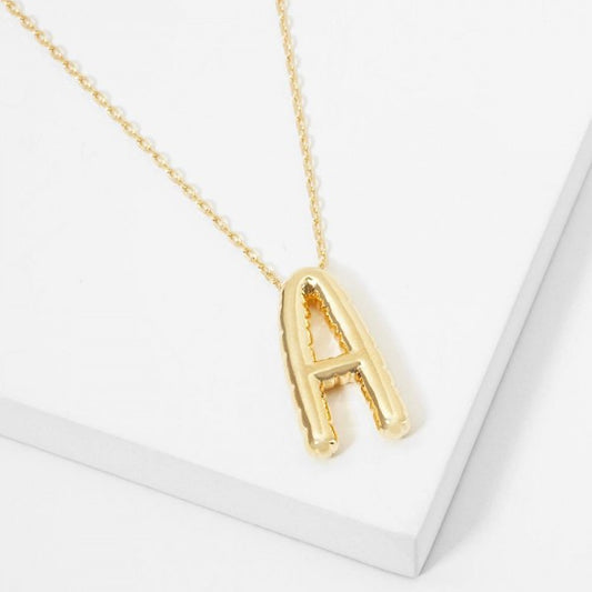 Dainty Chain Link Necklace Featuring Metal Tone Bubble Initial Pendant