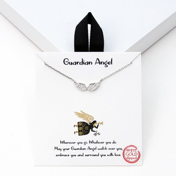 Dainty Chain Link Necklace Featuring Angel Wings Pendant Default Title